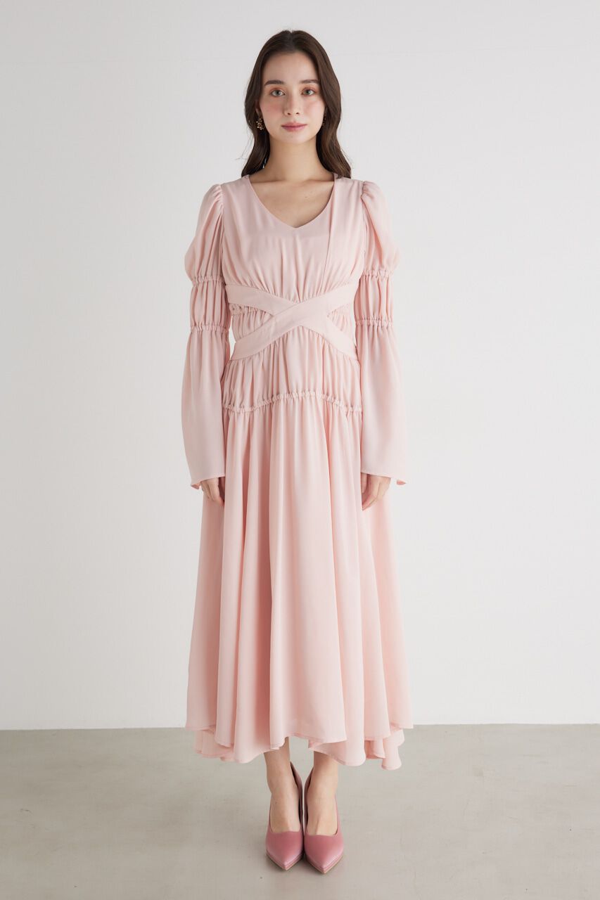 rienda「クロスBELTギャザーフレアOP」|ワンピース|