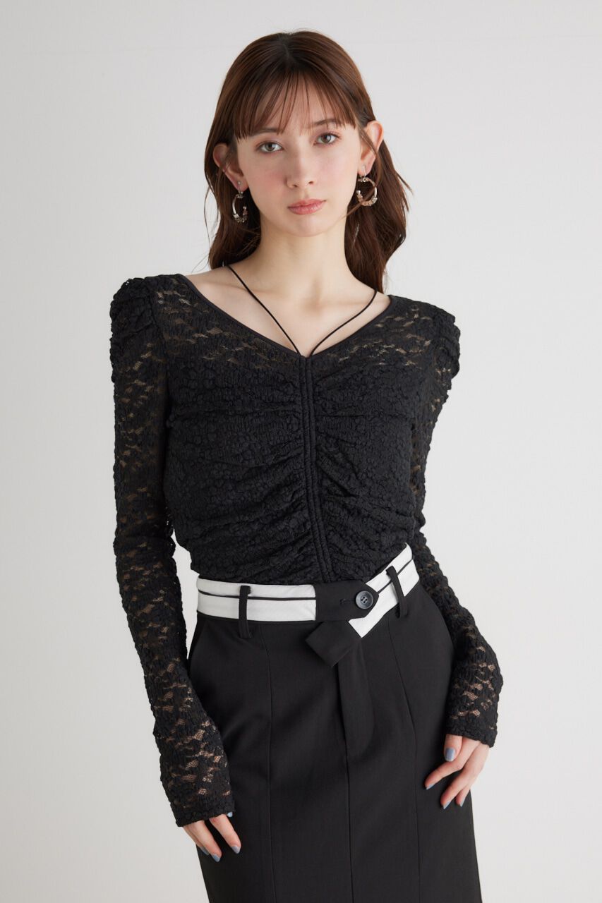 rienda「バンピーレースFIT TOP」|Tシャツ・カットソー|BLK