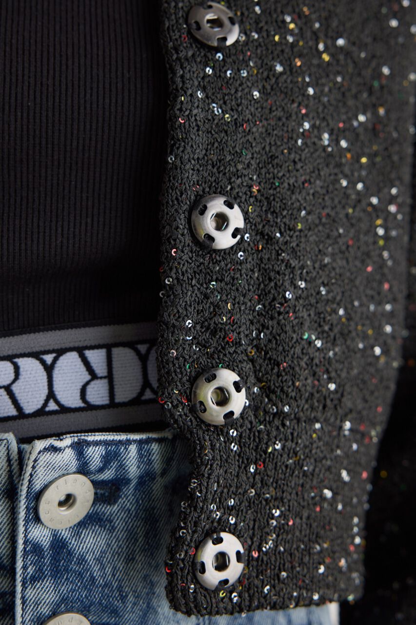 rienda「スパンコールKnit CD」|カーディガン|