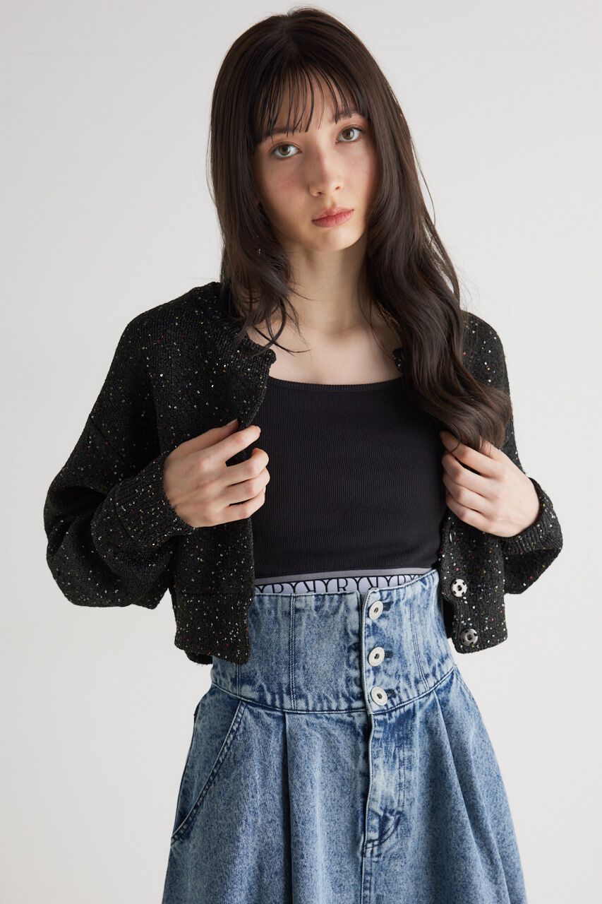 rienda「スパンコールKnit CD」|カーディガン|