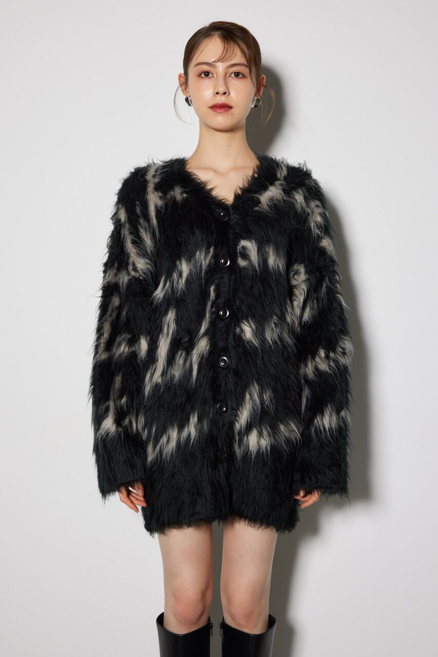 rienda「2WAYロングシャギールーズジャガードニットカーデ」|カーディガン|