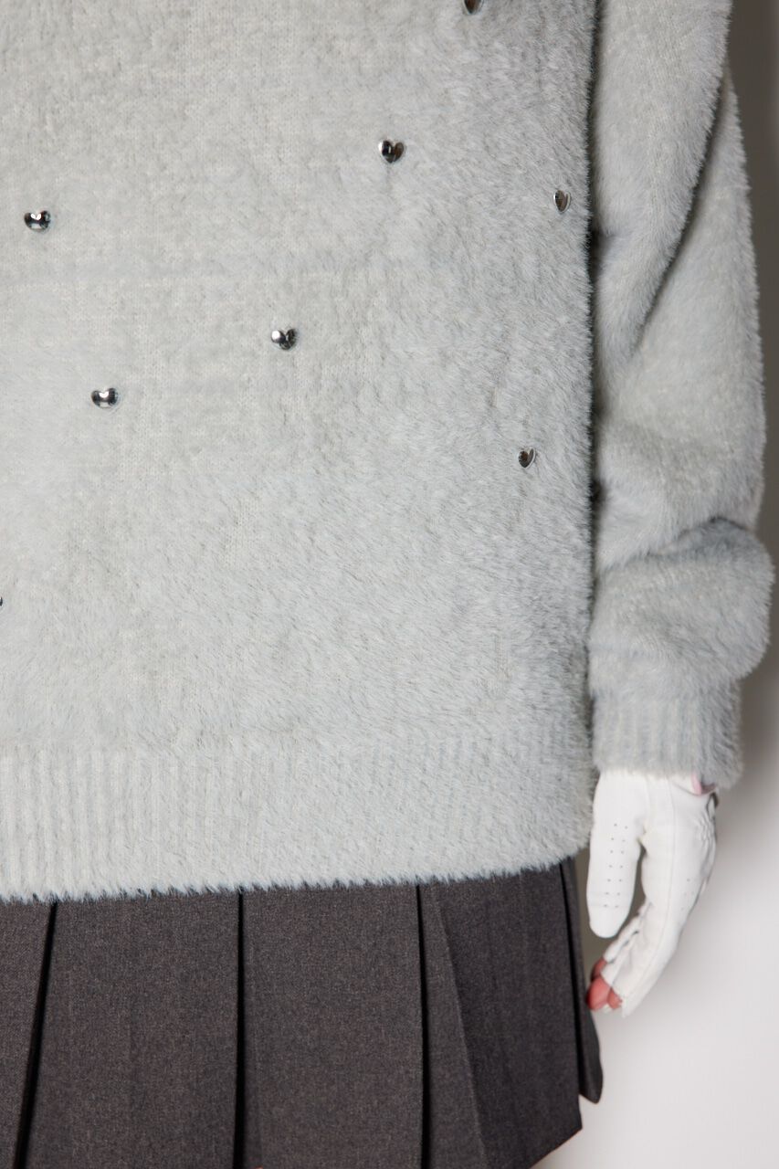 rienda「ハートビーズシャギーニットトップス」|ニット・セーター|