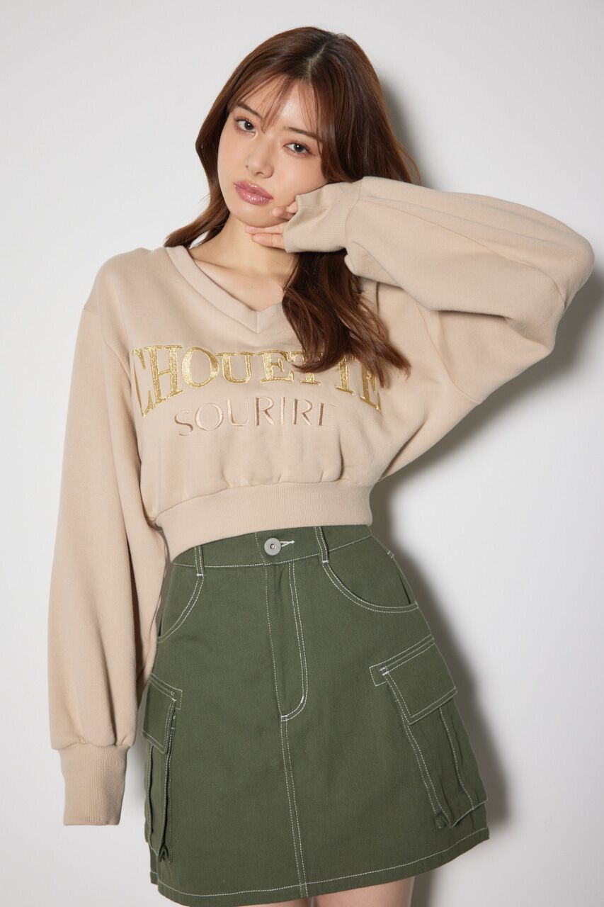 rienda「Vネックショートスウェットトップス」|Tシャツ・カットソー|