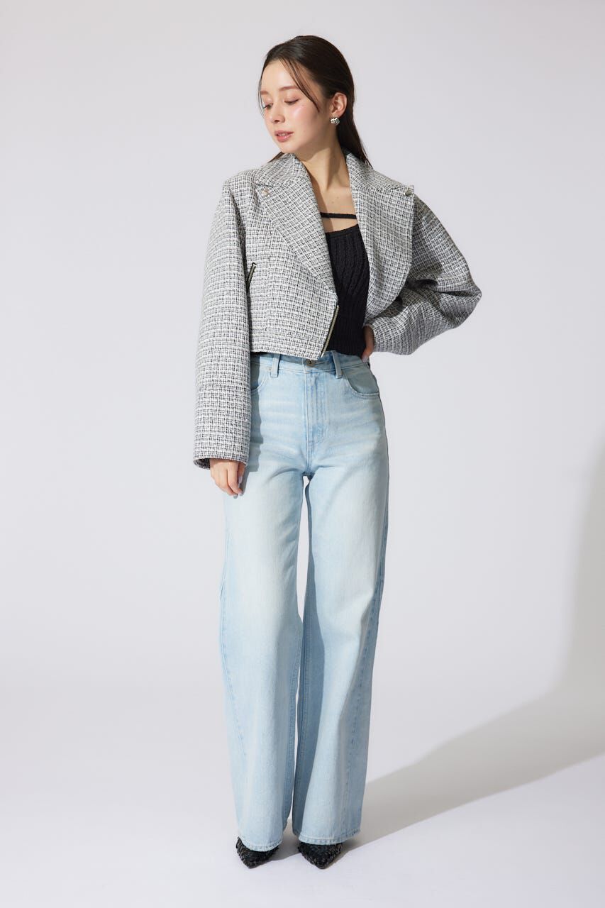 rienda「ツイードショートライダースジャケット」|その他|