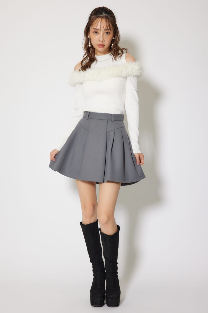 rienda「ショルダーオープンフェイクファーニットトップス」|ニット・セーター|