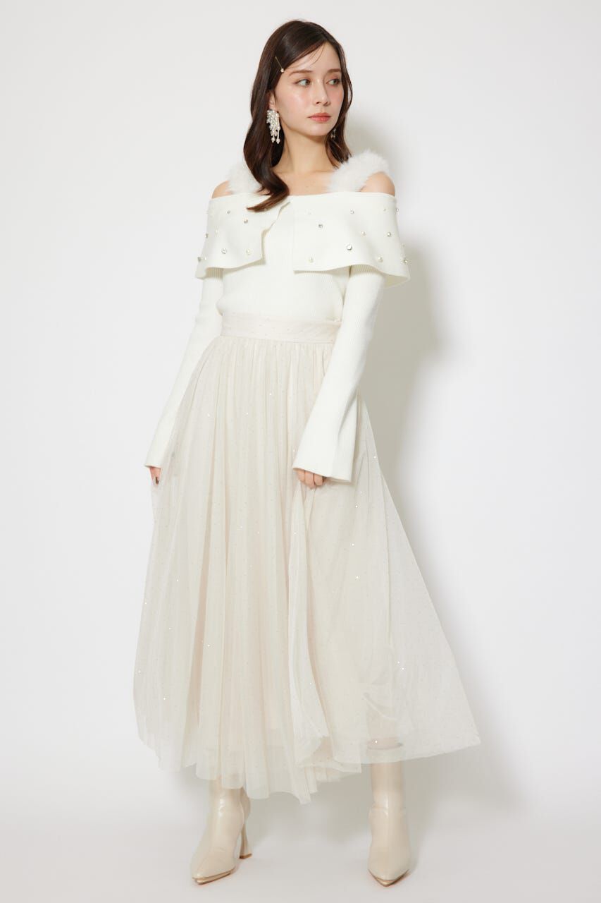 rienda「デコレーションチュールフレアスカート」|スカート|