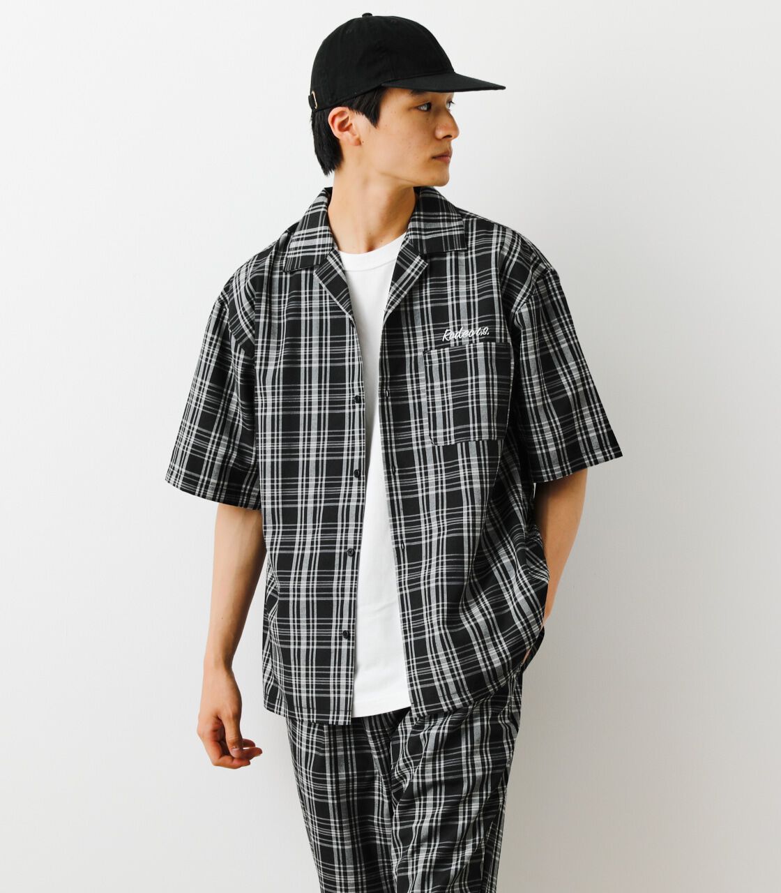 RODEO CROWNS「チェックリネンミックスシャツ」|シャツ・ブラウス|柄BLK5