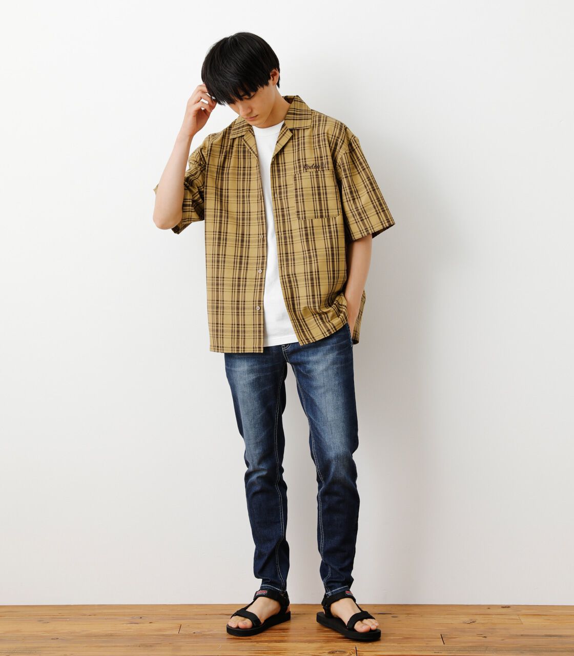 RODEO CROWNS「チェックリネンミックスシャツ」|シャツ・ブラウス|