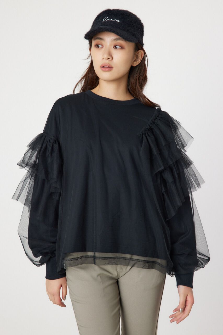 RODEO CROWNS「チュールレイヤードフリルスウェット」|パーカー|