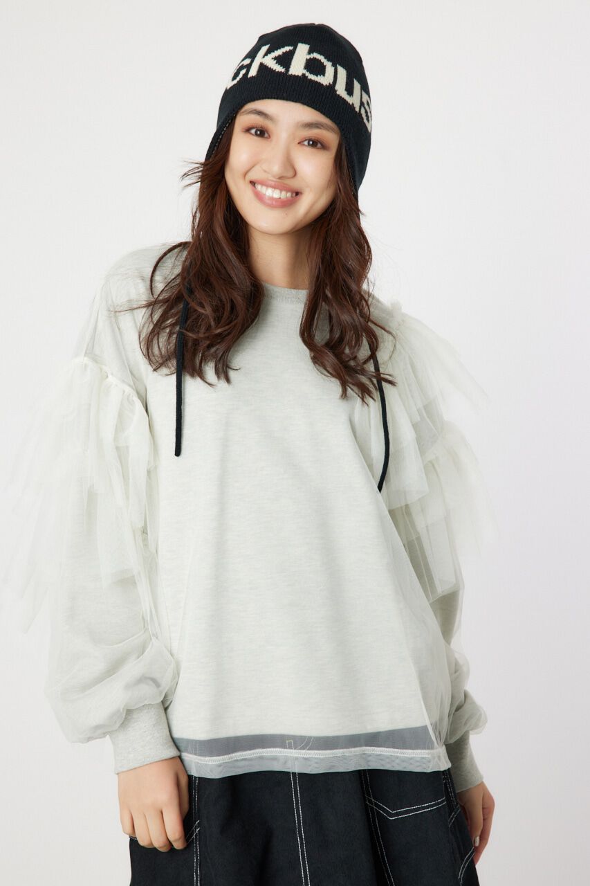 RODEO CROWNS「チュールレイヤードフリルスウェット」|パーカー|GRY