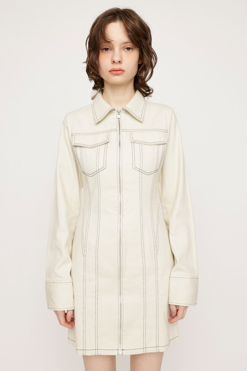 SLY「FRONT ZIP DENIM DETAIL ショートワンピース」|ワンピース|IVOY3