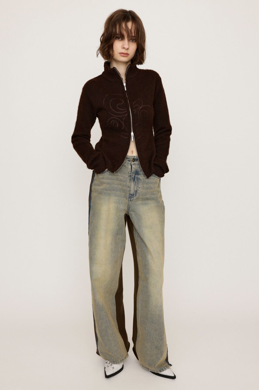 SLY「EMBROIDERY ZIP UP トップス」|ニット・セーター|