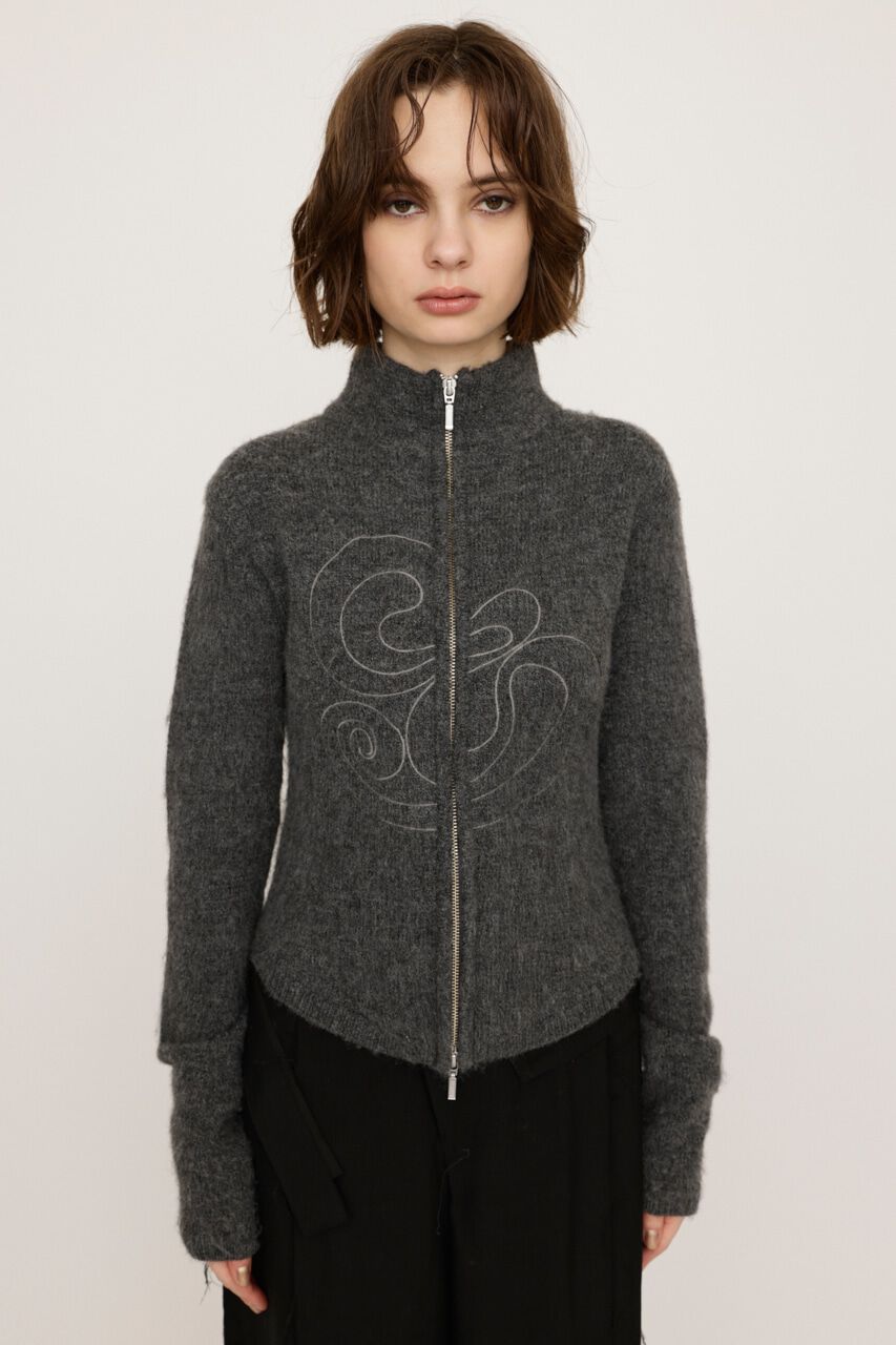 SLY「EMBROIDERY ZIP UP トップス」|ニット・セーター|