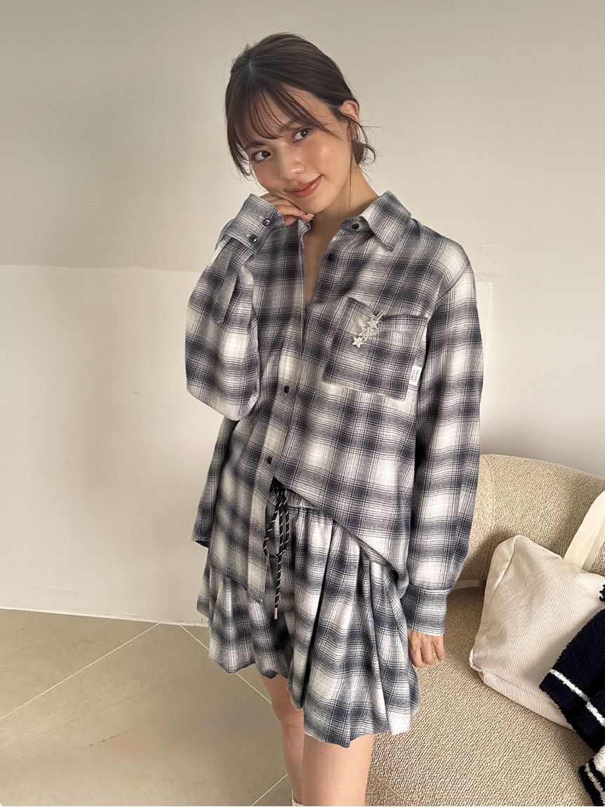 SNIDEL HOME「ネルチェックシャツ」|ルームウェア|NVY