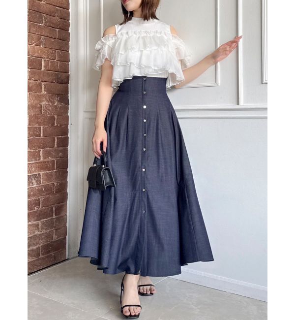 dazzlin「ハイウエストエアリースカート」|スカート|インディゴ