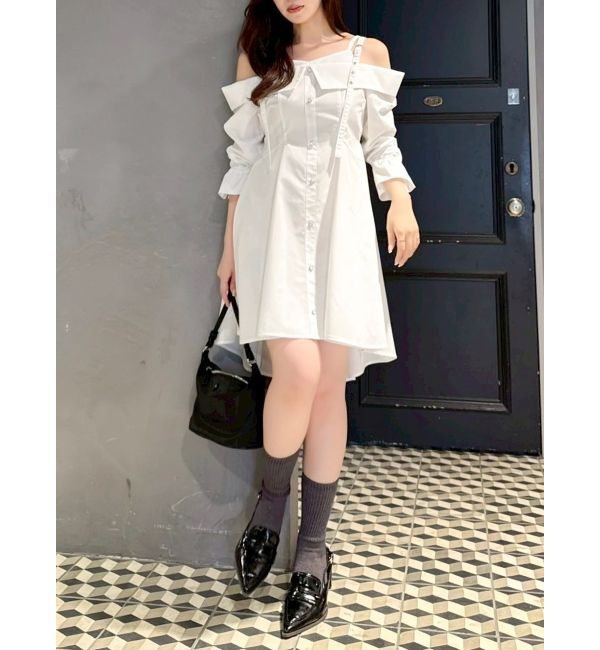 dazzlin「レイヤードイレヘムシャツワンピース」|ワンピース|オフホワイト