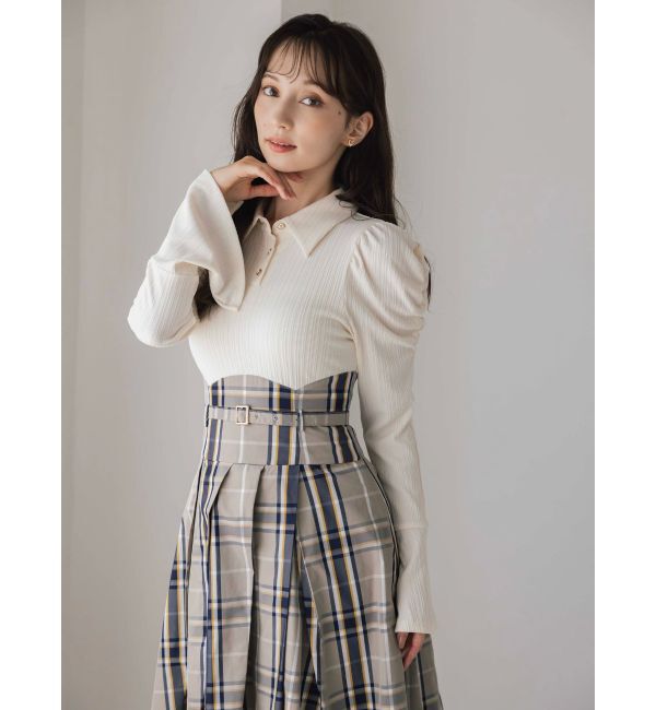 dazzlin「シャツカラーコルセットタックワンピース」|ワンピース|