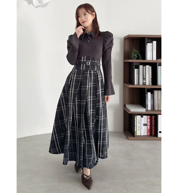 dazzlin「シャツカラーコルセットタックワンピース」|ワンピース|