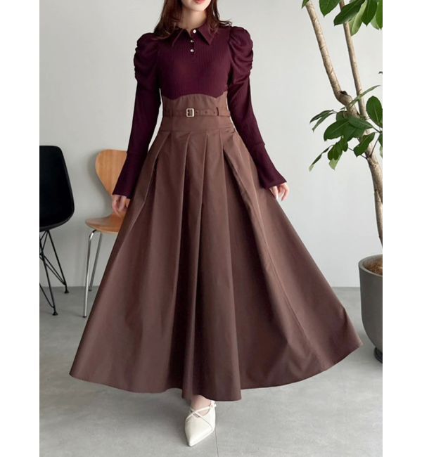 dazzlin「シャツカラーコルセットタックワンピース」|ワンピース|