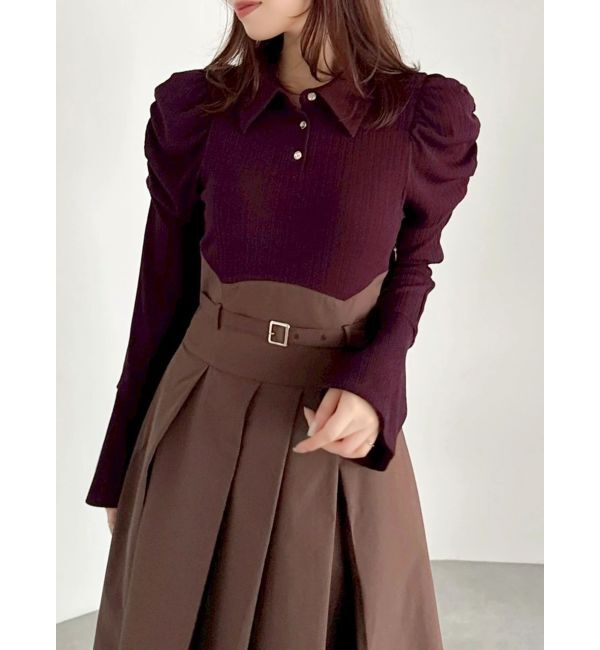 dazzlin「シャツカラーコルセットタックワンピース」|ワンピース|