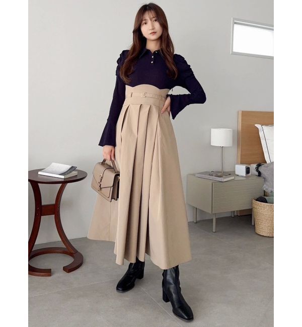 dazzlin「シャツカラーコルセットタックワンピース」|ワンピース|