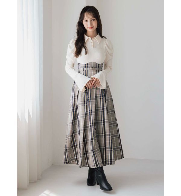 dazzlin「シャツカラーコルセットタックワンピース」|ワンピース|