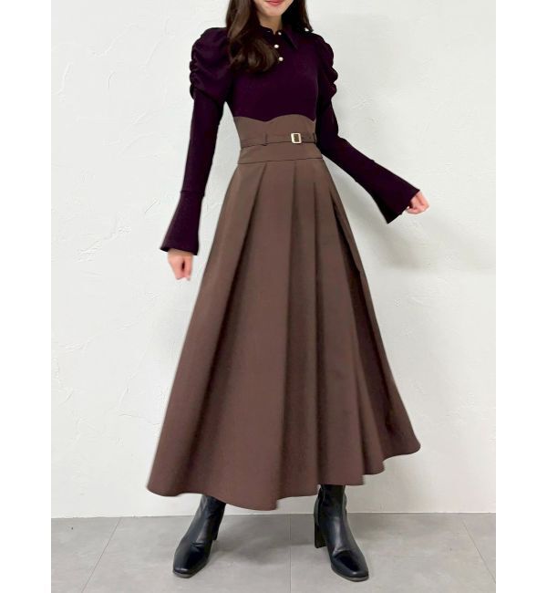 dazzlin「シャツカラーコルセットタックワンピース」|ワンピース|