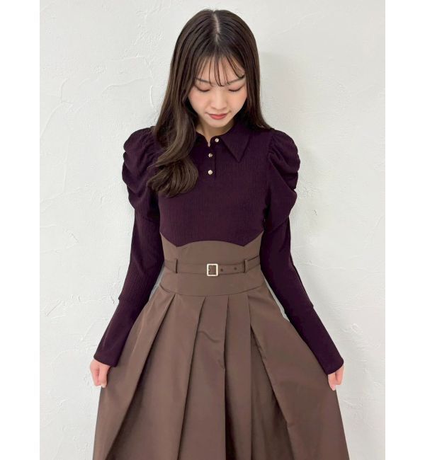 dazzlin「シャツカラーコルセットタックワンピース」|ワンピース|