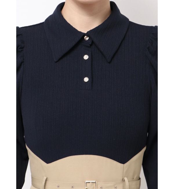 dazzlin「シャツカラーコルセットタックワンピース」|ワンピース|