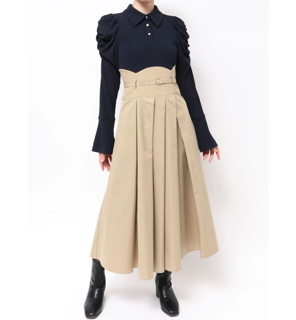 dazzlin「シャツカラーコルセットタックワンピース」|ワンピース|