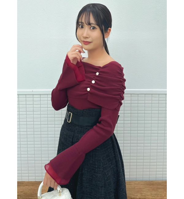 dazzlin「オフショルライクギャザーニット」|ニット・セーター|