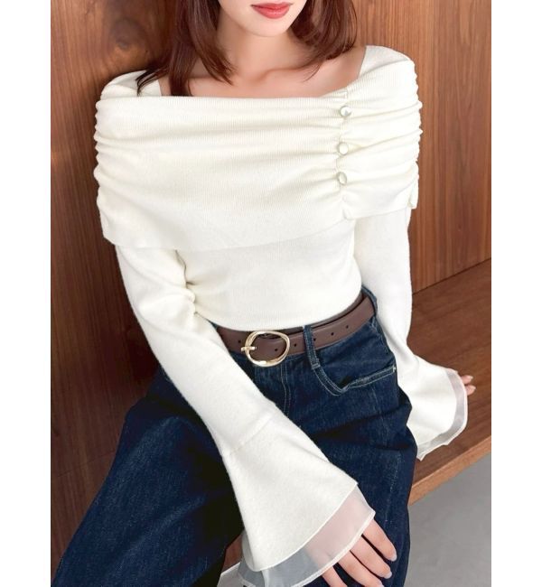 dazzlin「オフショルライクギャザーニット」|ニット・セーター|