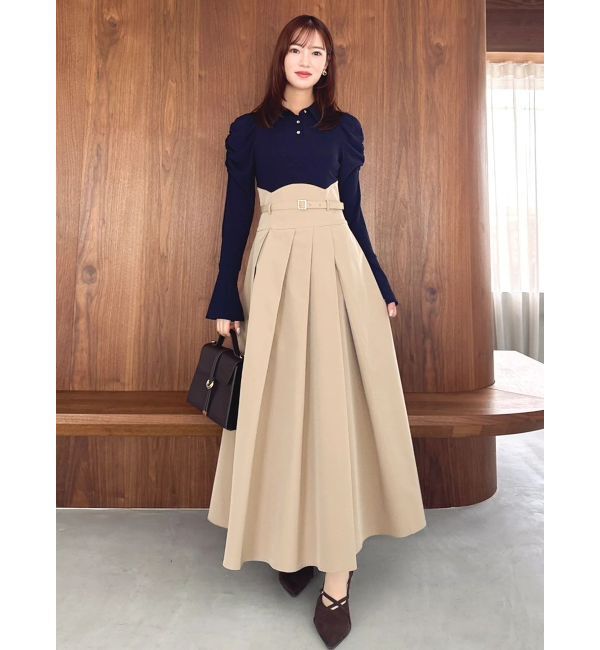 dazzlin「【追加生産分/新色あり】シャツカラーコルセットタックワンピース」|ワンピース|