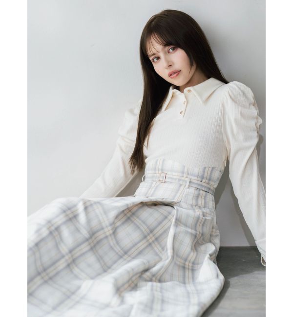 dazzlin「【追加生産分/新色あり】シャツカラーコルセットタックワンピース」|ワンピース|