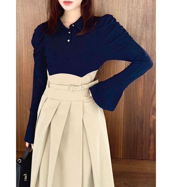 dazzlin「【追加生産分/新色あり】シャツカラーコルセットタックワンピース」|ワンピース|