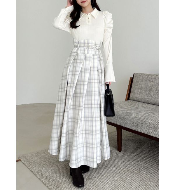 dazzlin「【追加生産分/新色あり】シャツカラーコルセットタックワンピース」|ワンピース|