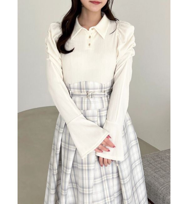 dazzlin「【追加生産分/新色あり】シャツカラーコルセットタックワンピース」|ワンピース|