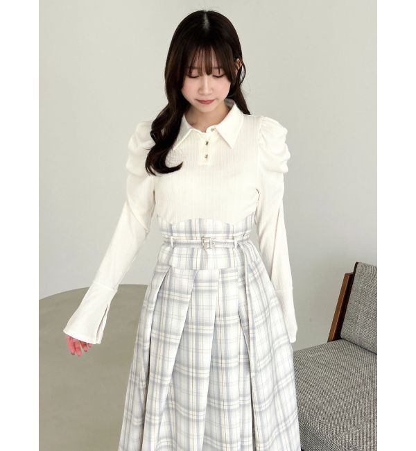 dazzlin「【追加生産分/新色あり】シャツカラーコルセットタックワンピース」|ワンピース|