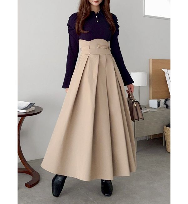 dazzlin「【追加生産分/新色あり】シャツカラーコルセットタックワンピース」|ワンピース|