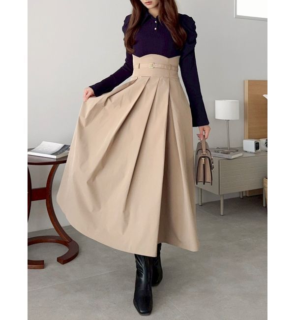 dazzlin「【追加生産分/新色あり】シャツカラーコルセットタックワンピース」|ワンピース|