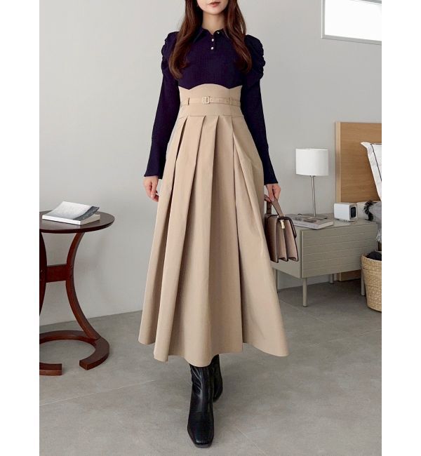 dazzlin「【追加生産分/新色あり】シャツカラーコルセットタックワンピース」|ワンピース|