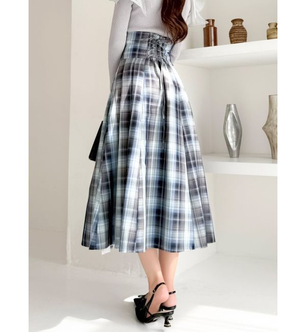 dazzlin「サイドプリーツトレンチコルセットスカート」|スカート|ブルー