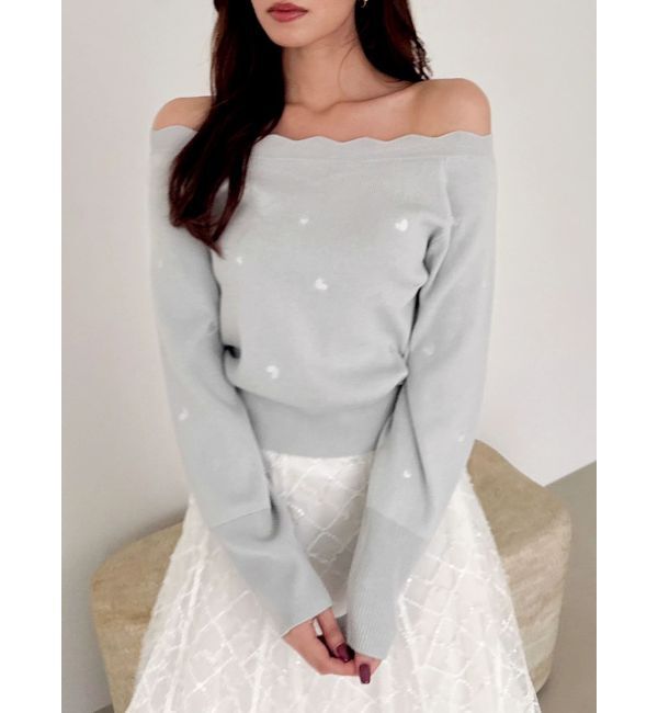 dazzlin「オフショルスカラップハートニット」|ニット・セーター|