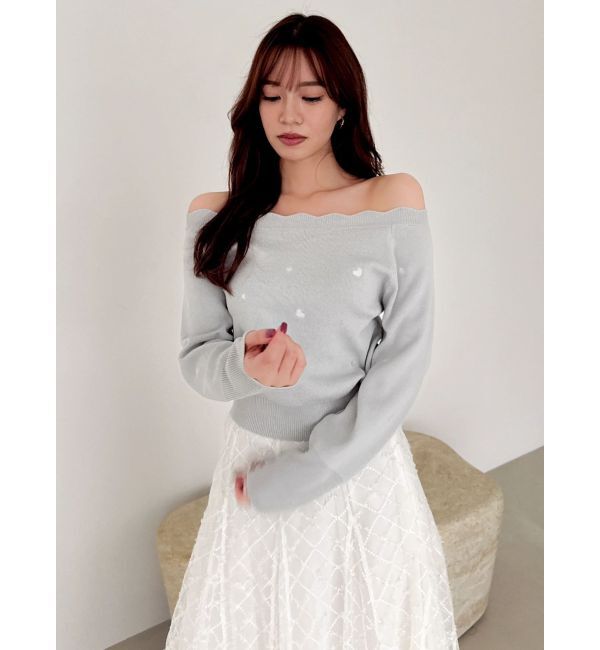 dazzlin「オフショルスカラップハートニット」|ニット・セーター|