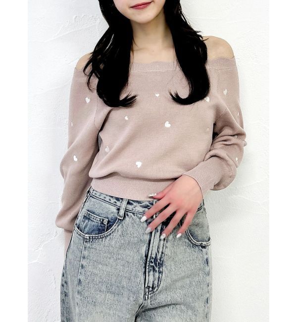 dazzlin「オフショルスカラップハートニット」|ニット・セーター|