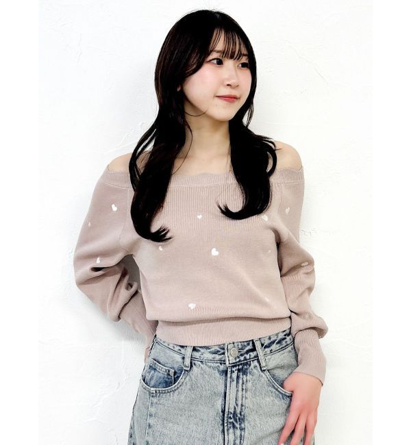 dazzlin「オフショルスカラップハートニット」|ニット・セーター|