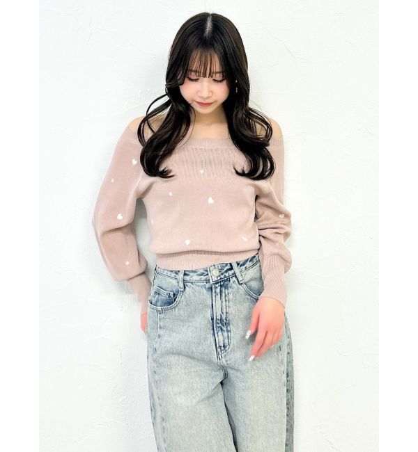 dazzlin「オフショルスカラップハートニット」|ニット・セーター|