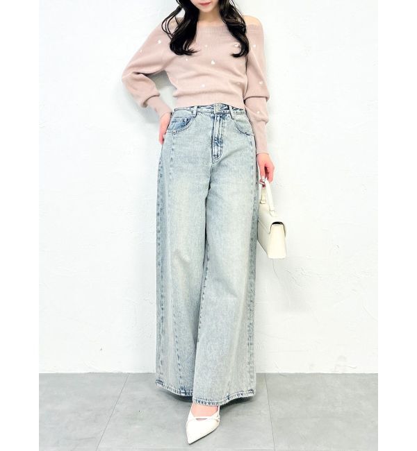 dazzlin「オフショルスカラップハートニット」|ニット・セーター|