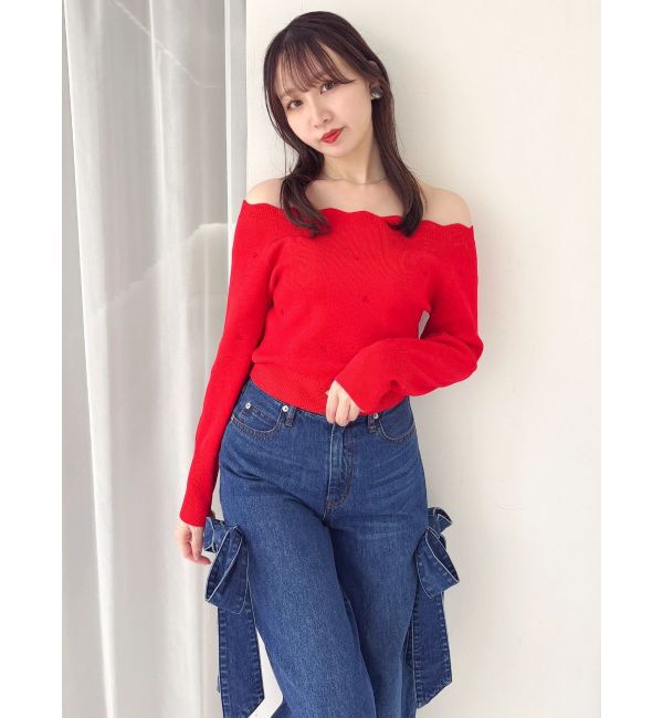 dazzlin「オフショルスカラップハートニット」|ニット・セーター|