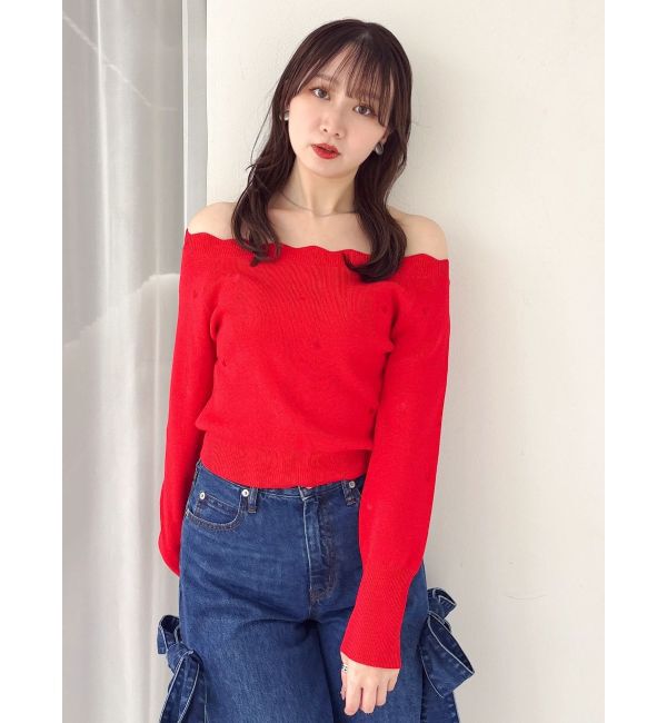 dazzlin「オフショルスカラップハートニット」|ニット・セーター|